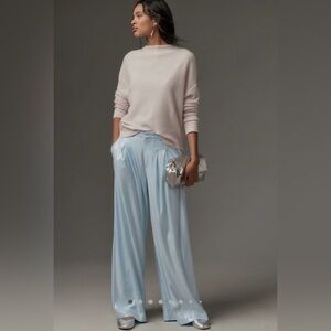 Maeve Anthropologie Avery Pale Blue Sequin Wide-Leg Pants. Size 12. NWOT.